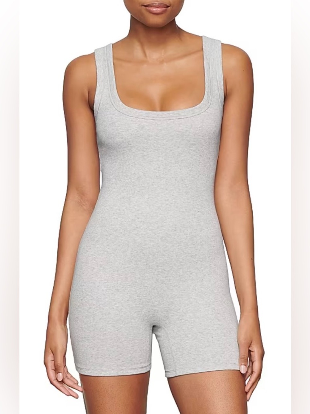 Skims Cotton Rib Onesie - Light Heather Grey Multi